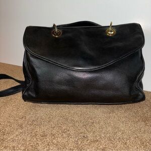 Wilsons Leather Black Satchel Convertible Crossbody Flap Closure